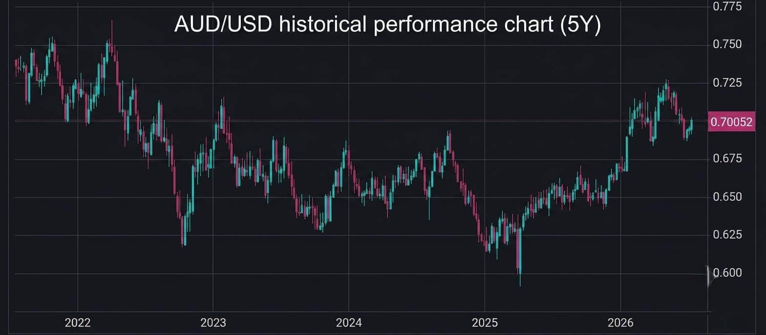 AUD/USDの過去5年間の推移チャート