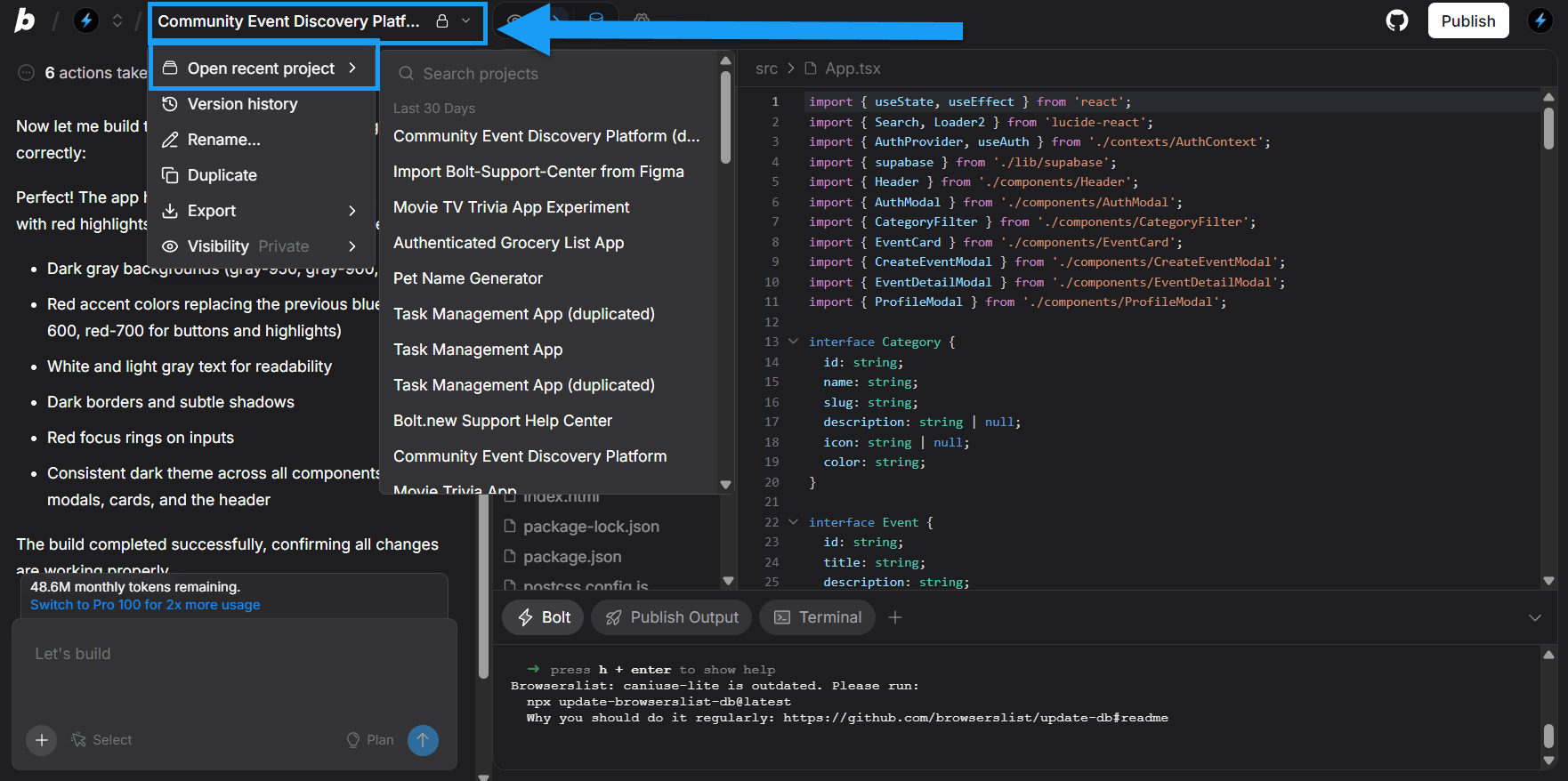  Manage your projects Bolt.new