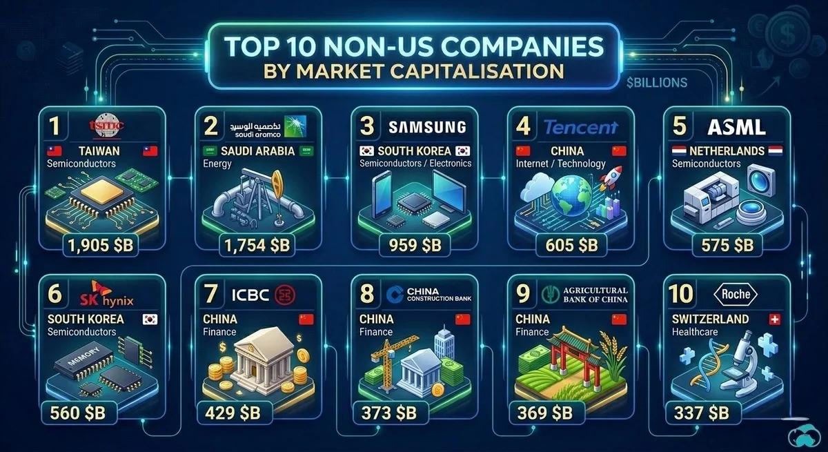 2026年の時価総額で見る非米国企業トップ10
